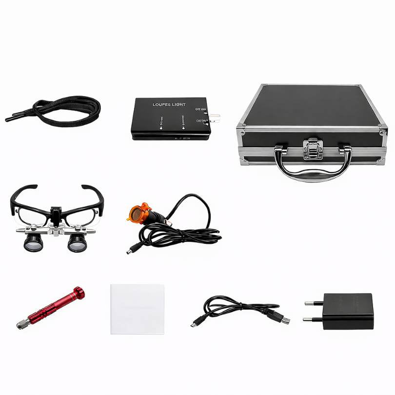 インターピュピラ調整付き拡大鏡T1とヘッドライト