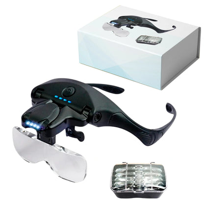 V5 PRO ヘッドルーペ ５枚の異なるレンズと充電式LEDライト付き